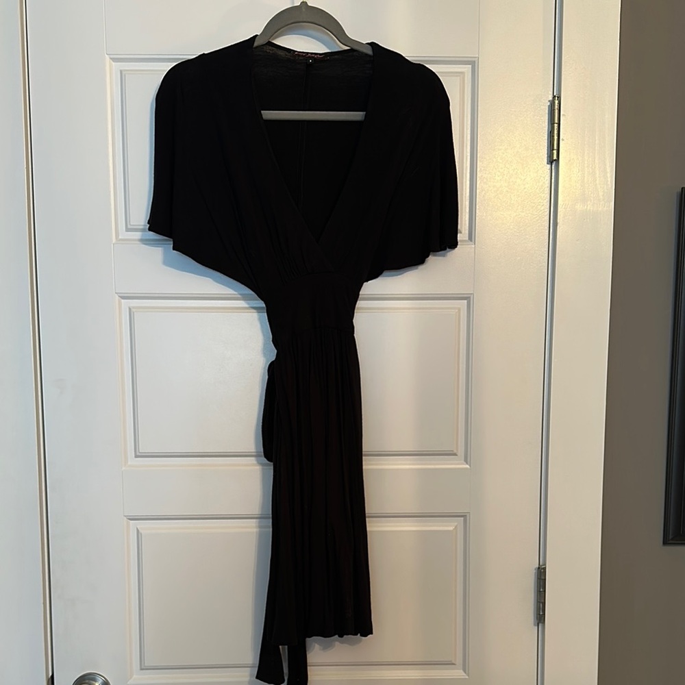 Betsey Johnson Black V-Neck Wrap Dress